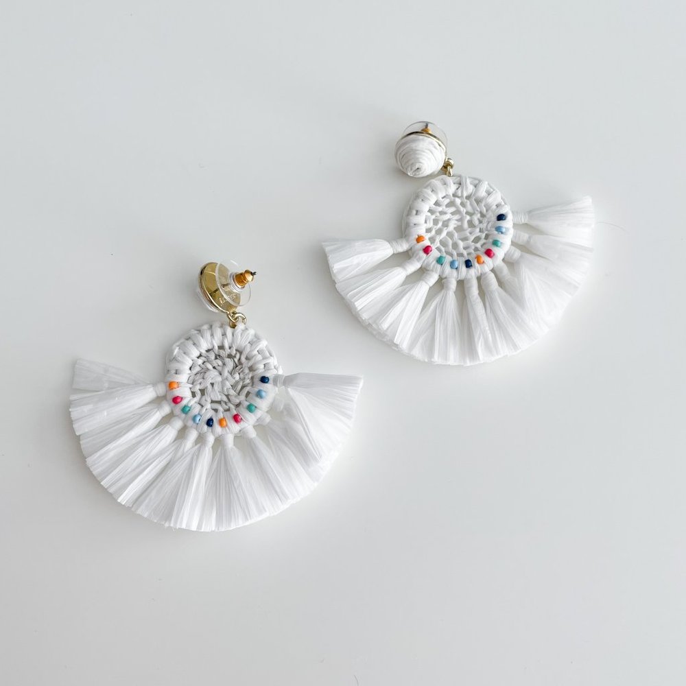 J. Crew Factory Fan Statement Earrings (White)